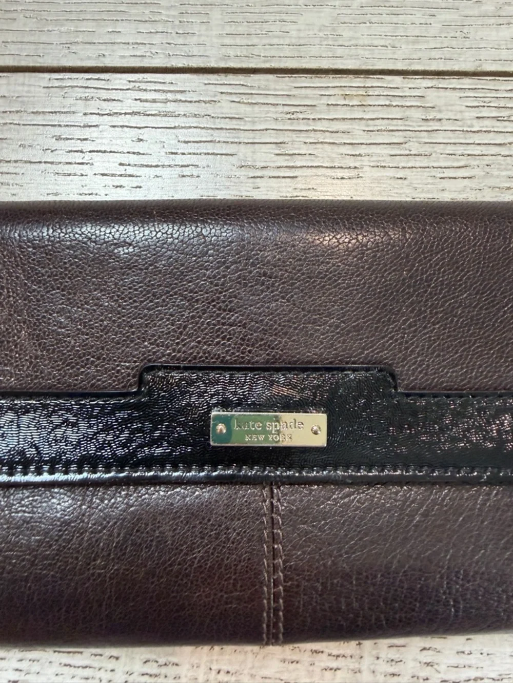 Kate Spade Black Leather Wallet Clutch – Snap Closure, Card Slots, Zip Coin